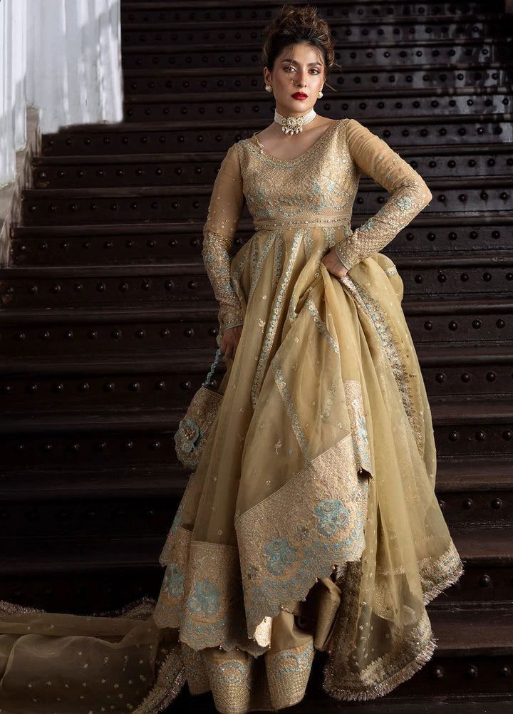 Jahan by Erum Khan Embroidered Organza Suits Unstitched 3 Piece EK25V4 Golden Glow - Formals Collection