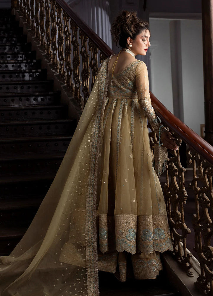 Jahan by Erum Khan Embroidered Organza Suits Unstitched 3 Piece EK25V4 Golden Glow - Formals Collection