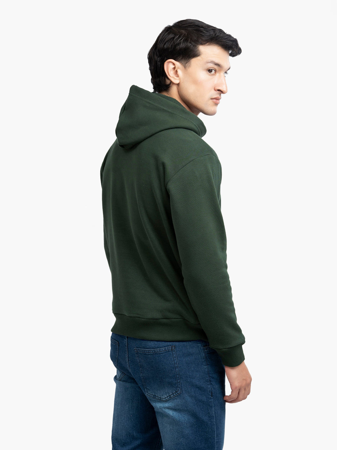 Brumano Mens RTW Solids Cotton 1 Piece Green Fleece Hoodie Winter Collection
