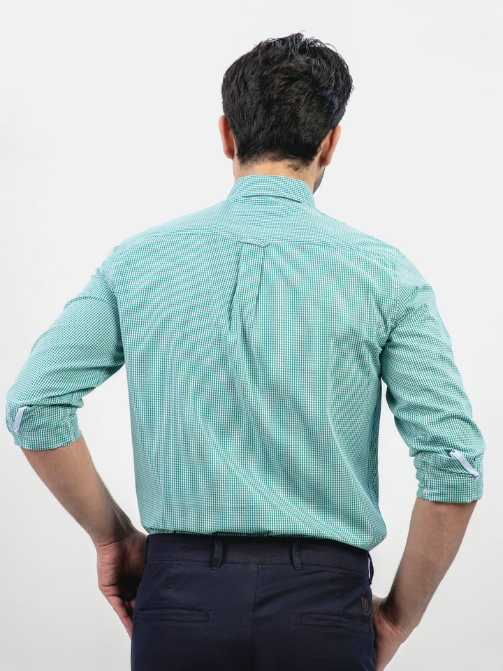 Brumano Ready To Wear Shirts Men 1 Piece Cotton Green Gingham Button Down Shirt 0-31-024-5088 - Summer Collection