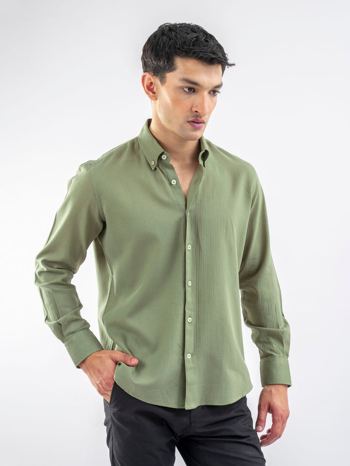 Brumano Ready To Wear Shirts Men 1 Piece Cotton Green Light Weight Button Down Shirt 0-31-025-4241 - Summer Collection