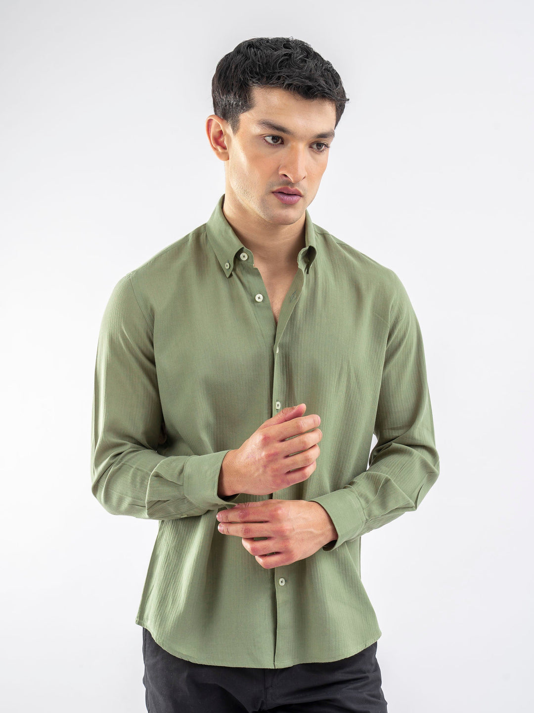 Brumano Ready To Wear Shirts Men 1 Piece Cotton Green Light Weight Button Down Shirt 0-31-025-4241 - Summer Collection
