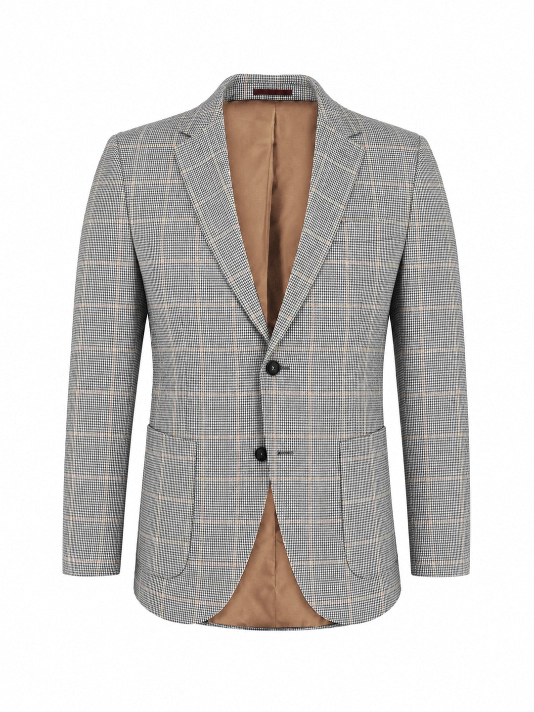 Brumano Mens RTW Solids Linen 1 Piece Grey Checkered Blazer Western Collection