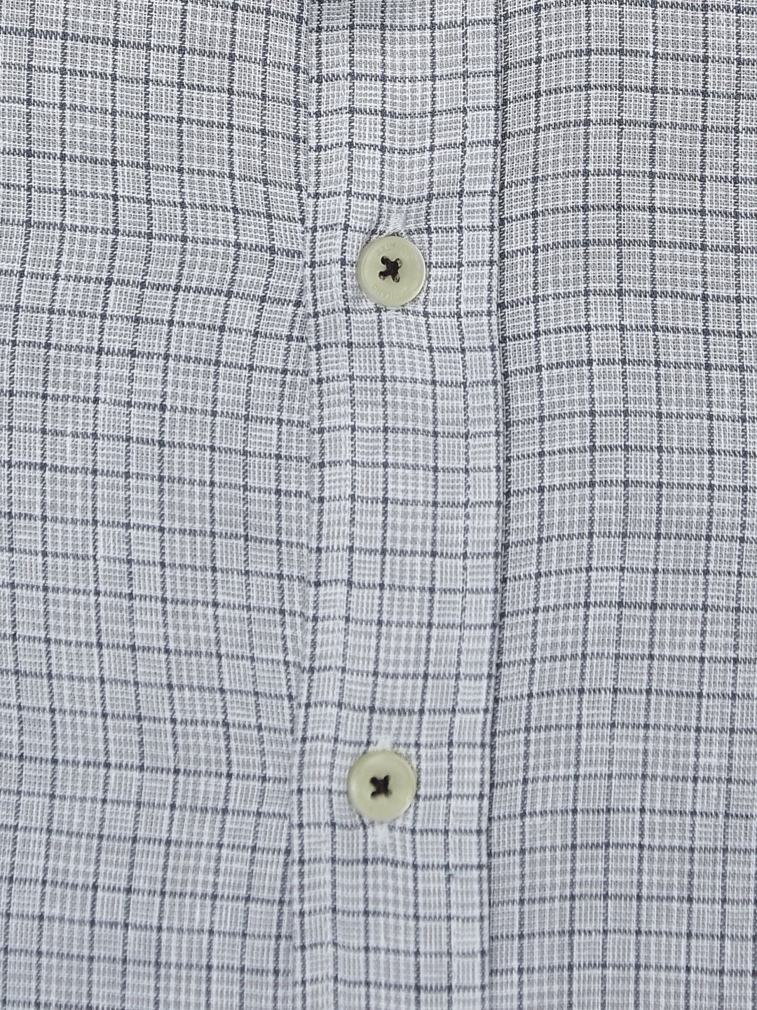 Brumano Ready To Wear Shirts Men 1 Piece Cotton Grey Cotton/Linen Mao Collar Checkered Shirt 0-31-023-2169 - Summer Collection