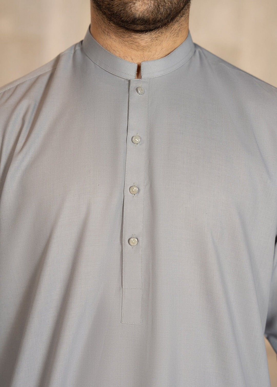 Buraq Men RTW Solids Wash N Wear Kurta Shalwar Suit Grey Casual Collection