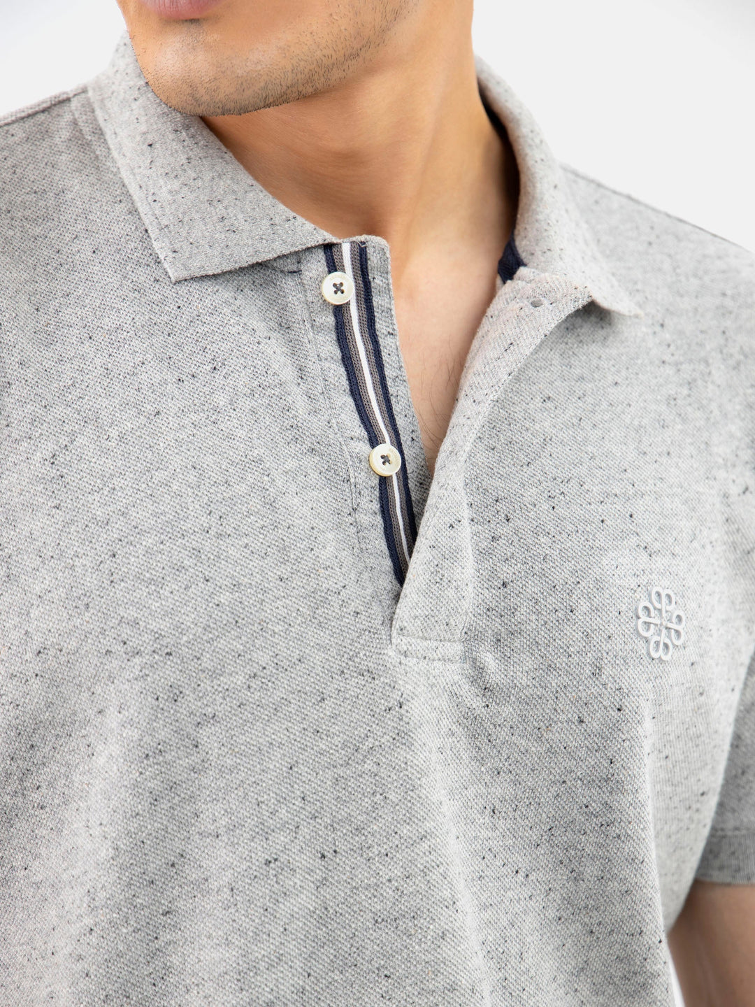 Brumano  Solids Cotton Polo Grey Neppy Cotton Basic Polo