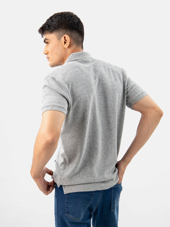 Brumano  Solids Cotton Polo Grey Neppy Cotton Basic Polo