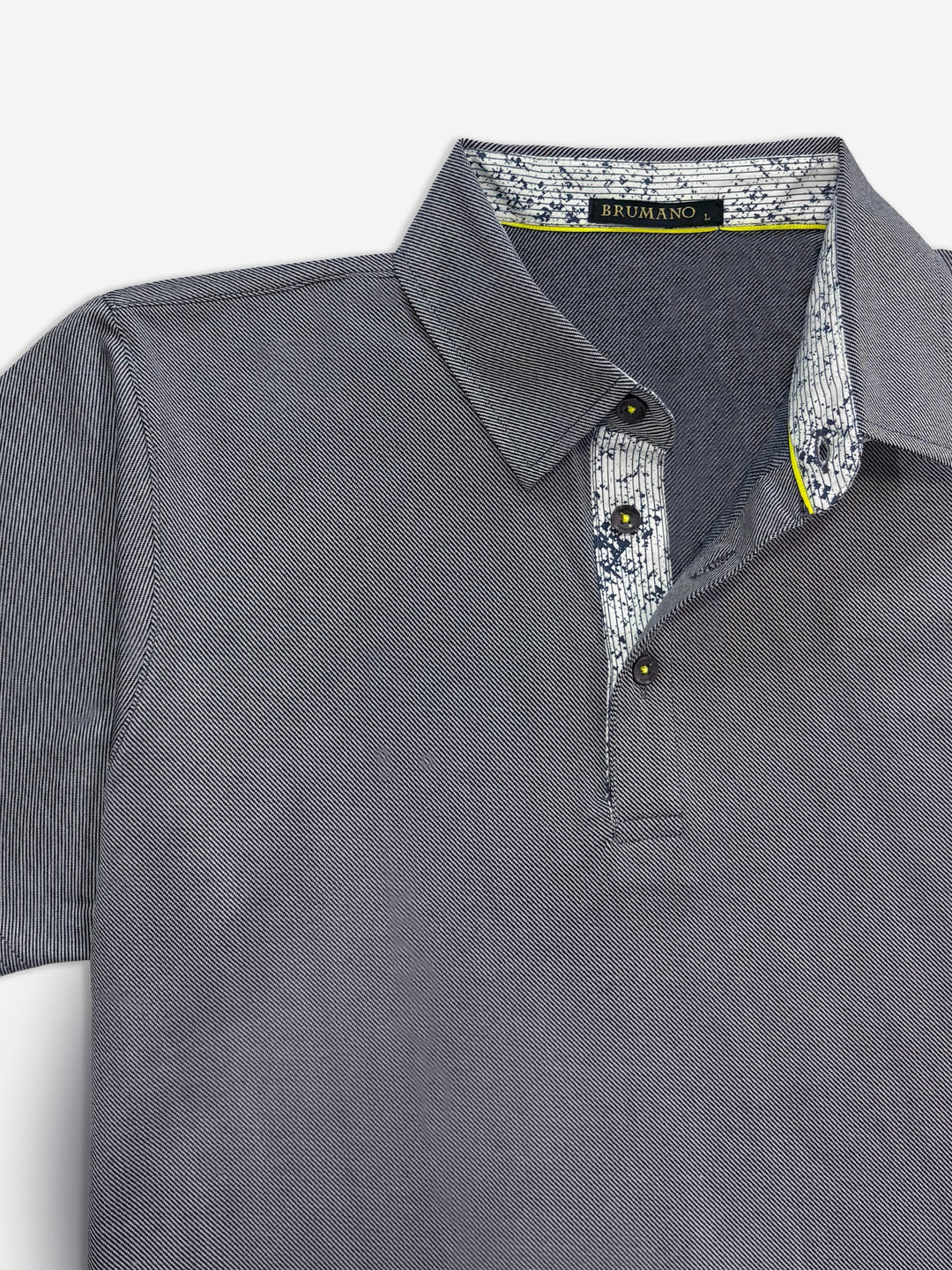 Brumano  Solids Cotton Polo Grey Self Collar Polo With Contrasting Detailing