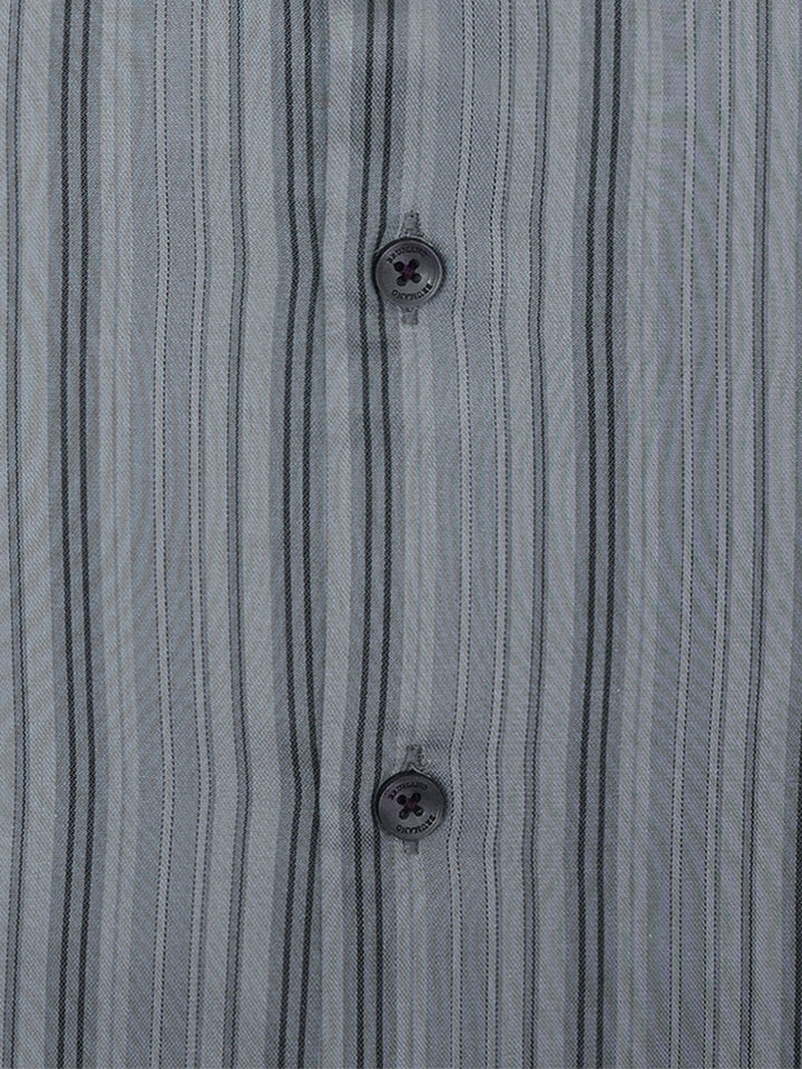 Brumano Ready To Wear Shirts Men 1 Piece Cotton Grey Striped Formal Shirt 0-31-025-4171 - Summer Collection