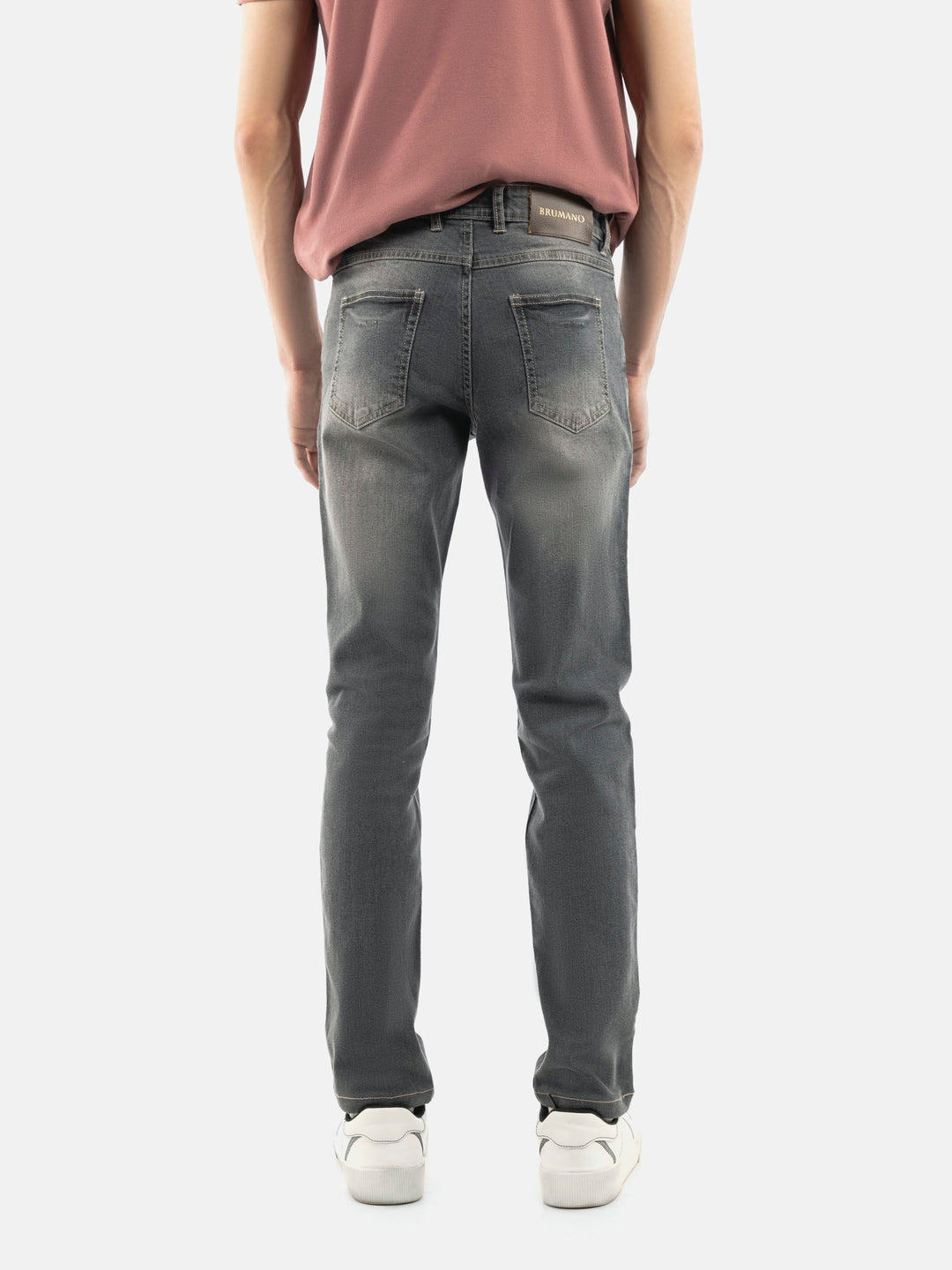 Brumano  Solids Mens  -  Grey Washed Slim Fit Denim Jeans