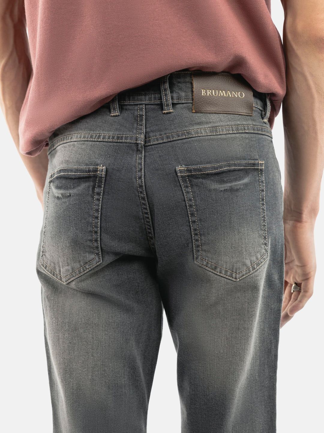 Brumano  Solids Mens  -  Grey Washed Slim Fit Denim Jeans