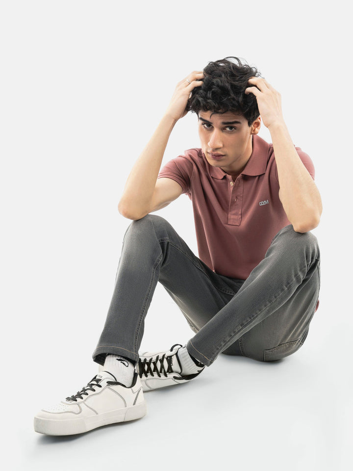 Brumano  Solids Mens  -  Grey Washed Slim Fit Denim Jeans