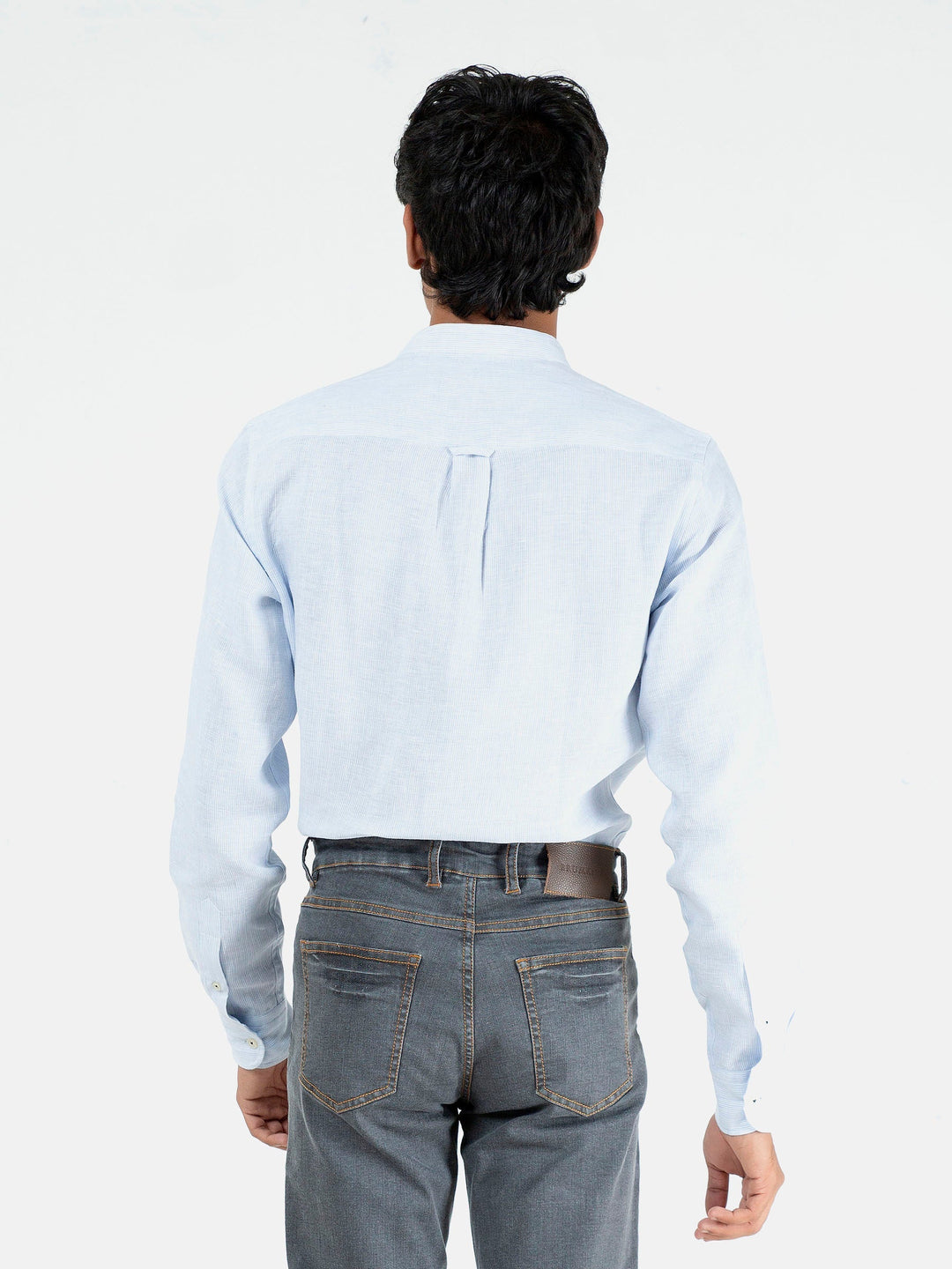 Brumano  Solids Mens  -  Grey Washed Slim Fit Denim Jeans With Orange Detailing