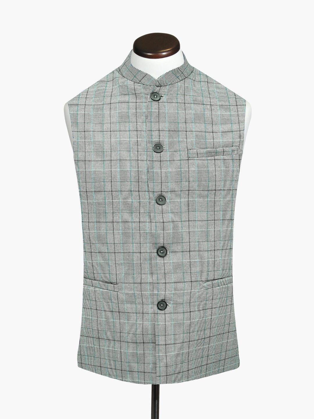 Brumano Mens Waist Coats RTW Solids Cotton Waistcoat Grey Windowpane Casual Collection