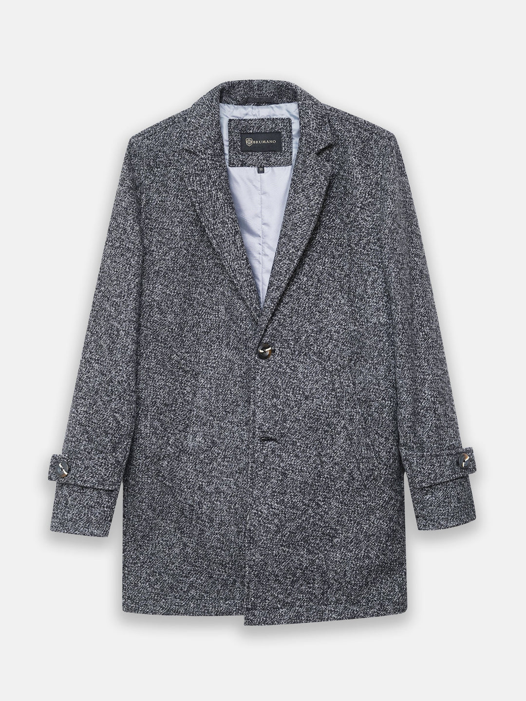 Brumano Mens RTW Solids Wool 1 Piece Grey Over Coat Blended Winter Collection