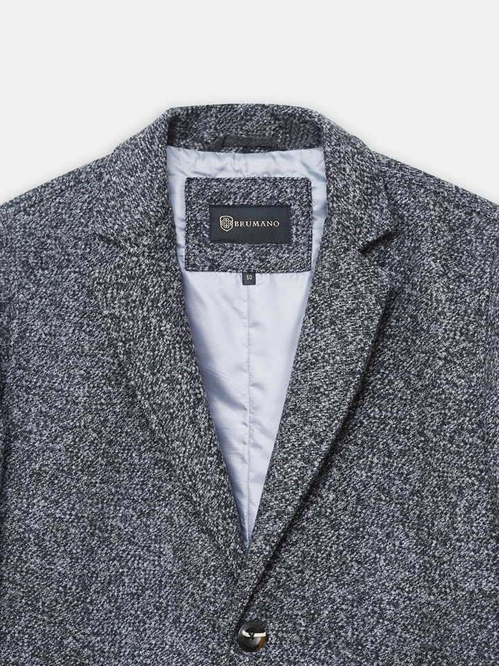 Brumano Mens RTW Solids Wool 1 Piece Grey Over Coat Blended Winter Collection