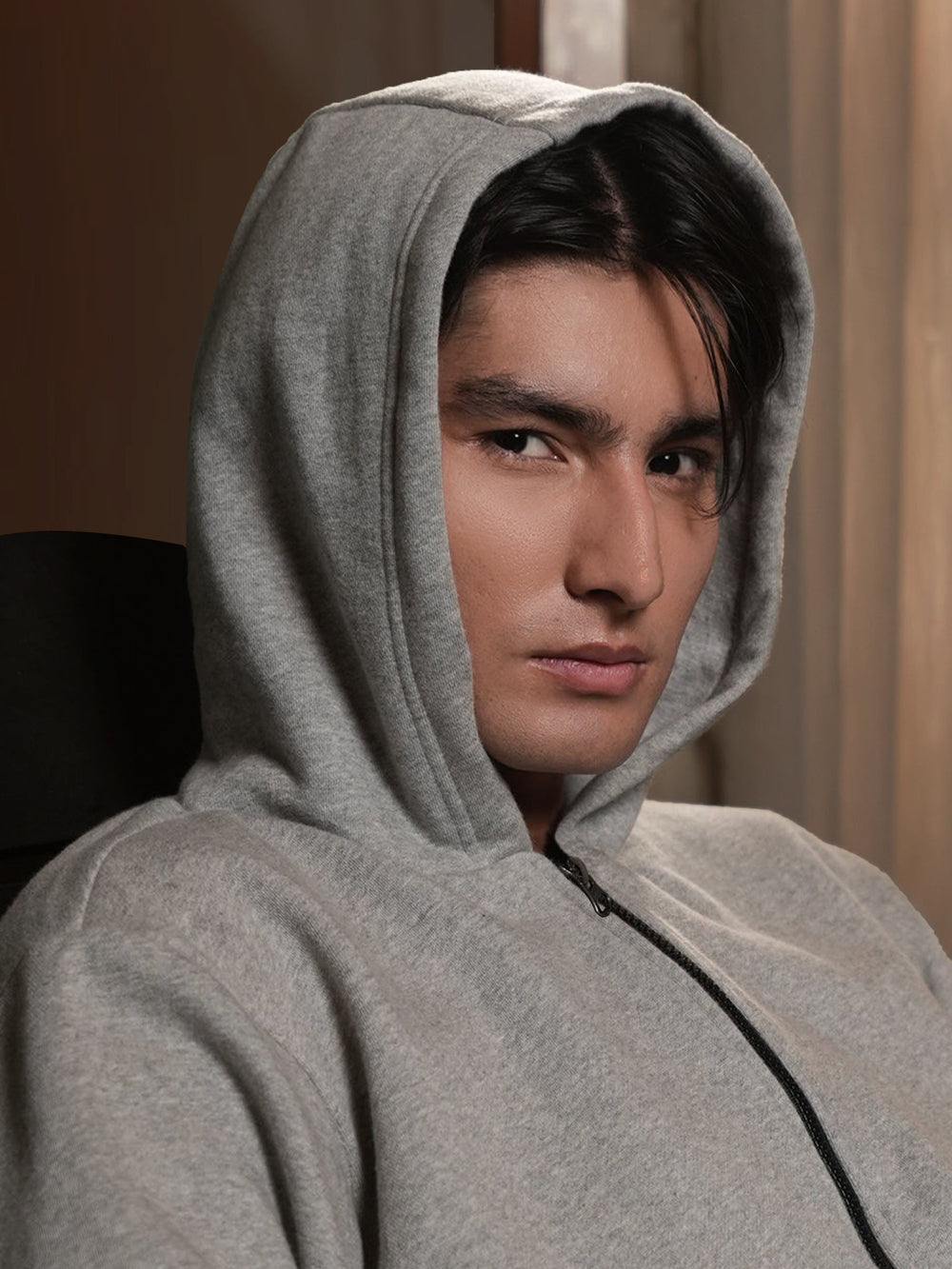 Brumano Mens RTW Solids Cotton Jacket Grey Zipper Hoodie Jacket Winter Collection