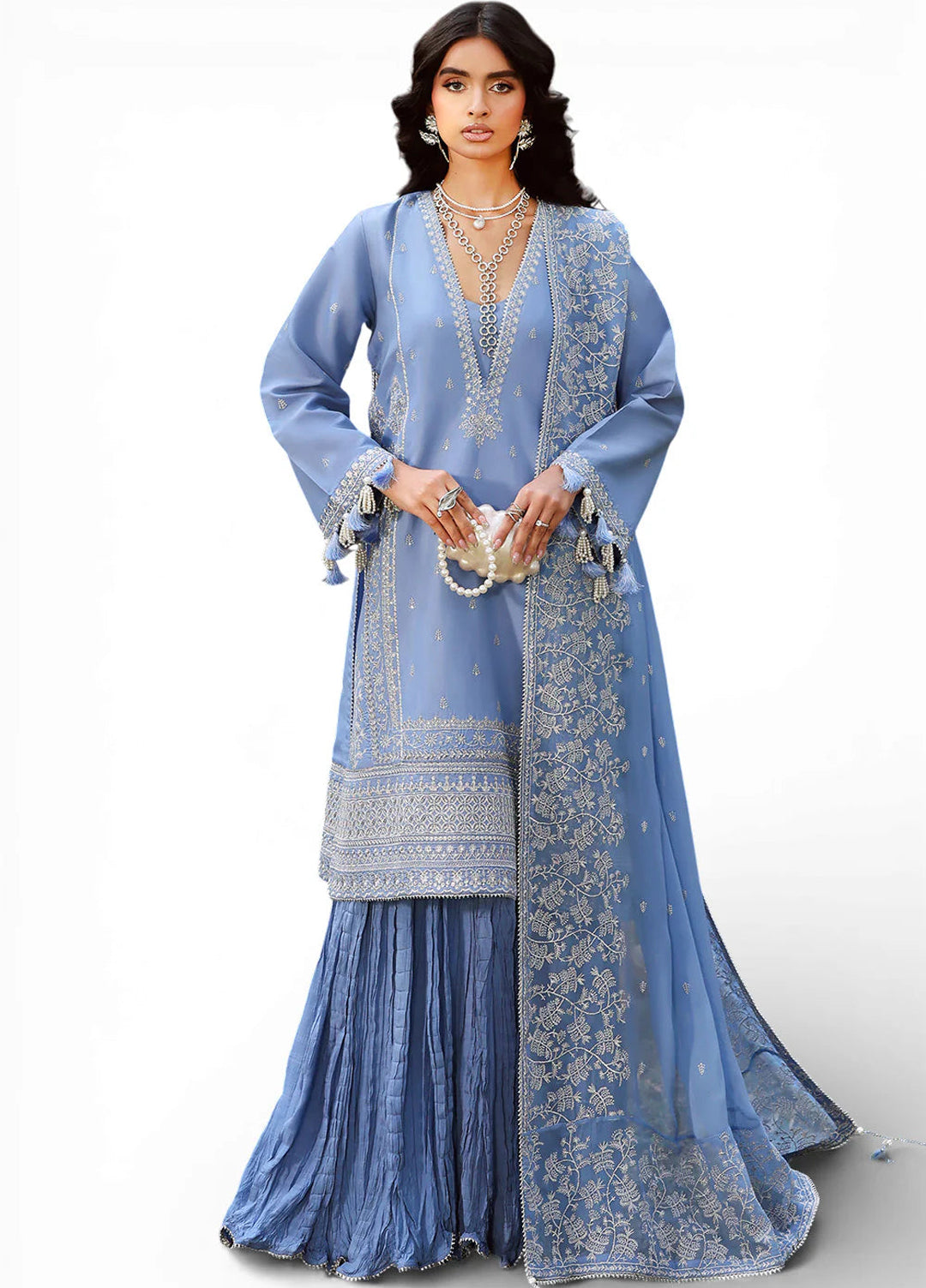 Gul Ahmed Unstitched Luxury Embroidered Silk 3 Piece Suit GA26UGL LE-62003 - Festive Collection