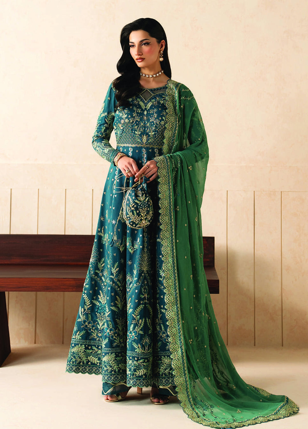 Syleena by Gulaal Unstitched Embroidered Raw Silk 3 Piece Suit GL26USR Zarian SD-25 - Festive Collection