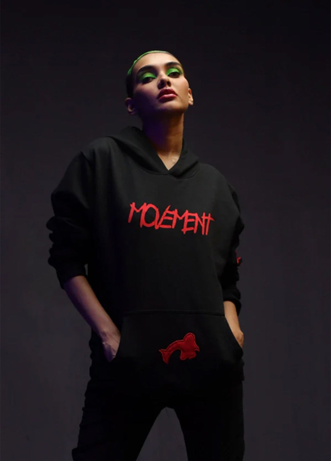 Movement Unisex H 02: Ribbed Red Patch Hoodie - Western Collection