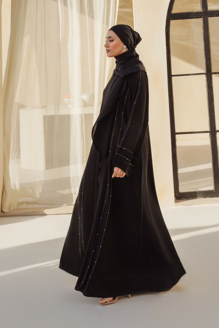 Divinely Crafted Abaya Casual Crepe 1 Piece Hareer Abaya | Buttoned Up