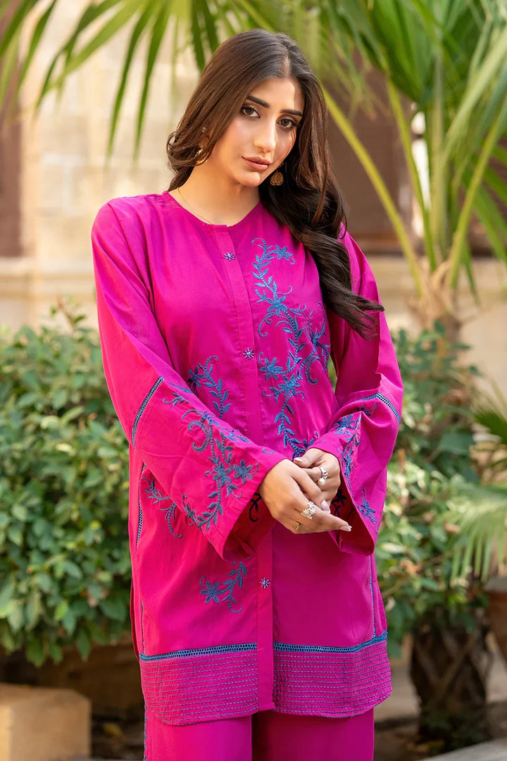 Dhaga Women Pret Embroidered 2 Piece cotton Midnight Magenta SS25DSE140 - Summer Collection
