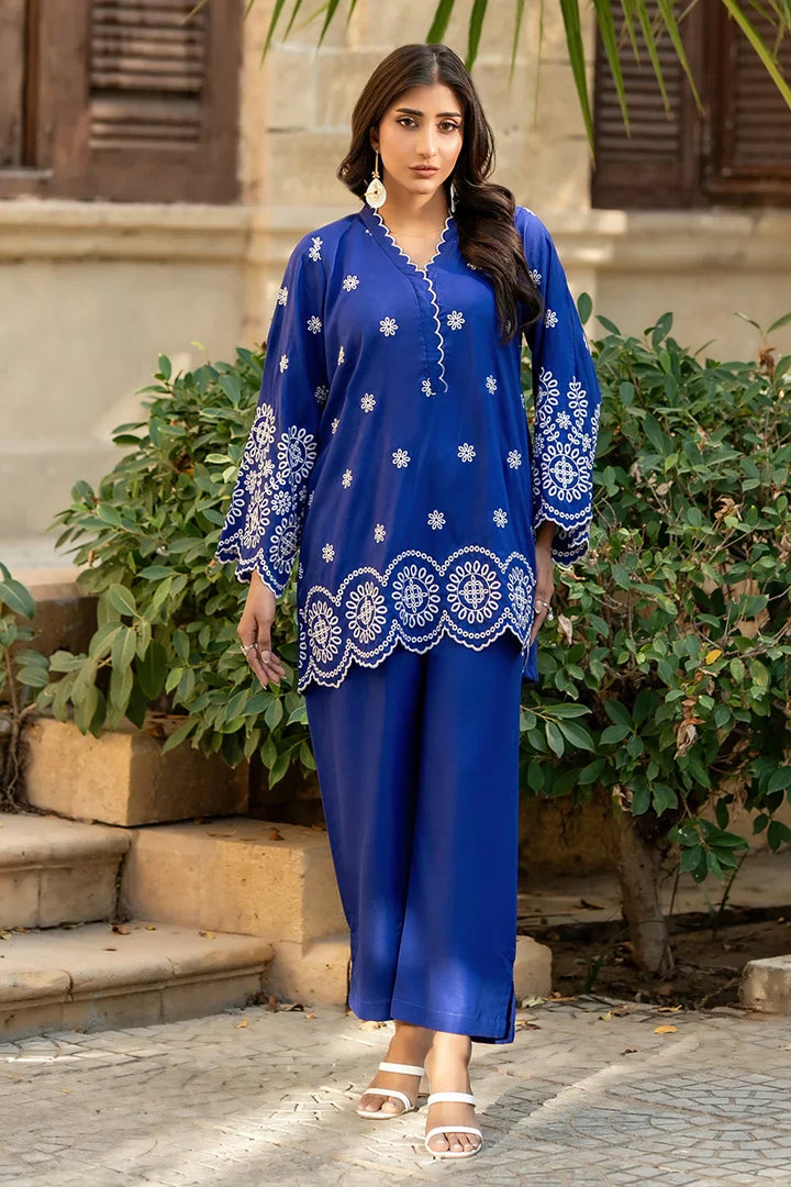 Dhaga Women Pret Embroidered 2 Piece cotton Azure bloom SS25DSE149 - Summer Collection