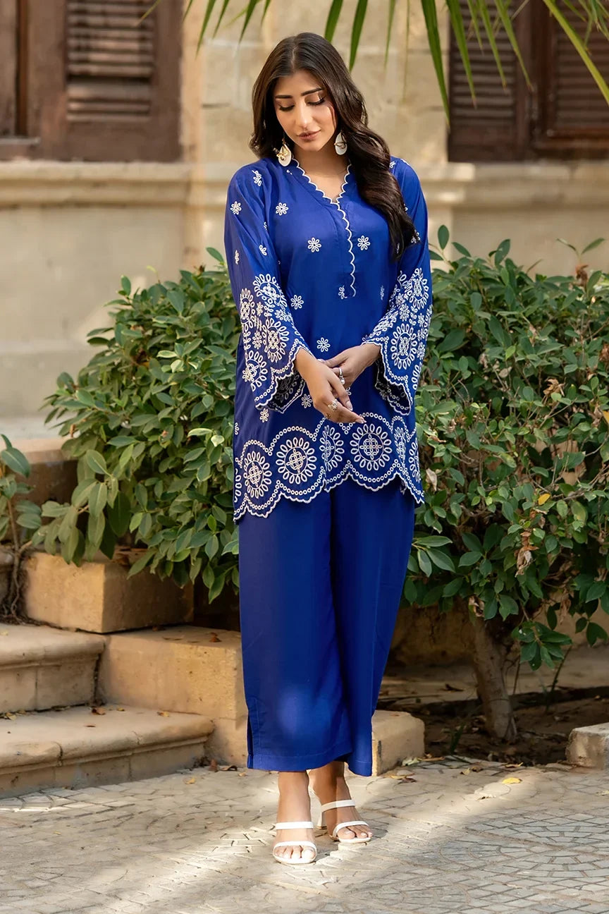 Dhaga Women Pret Embroidered 2 Piece cotton Azure bloom SS25DSE149 - Summer Collection