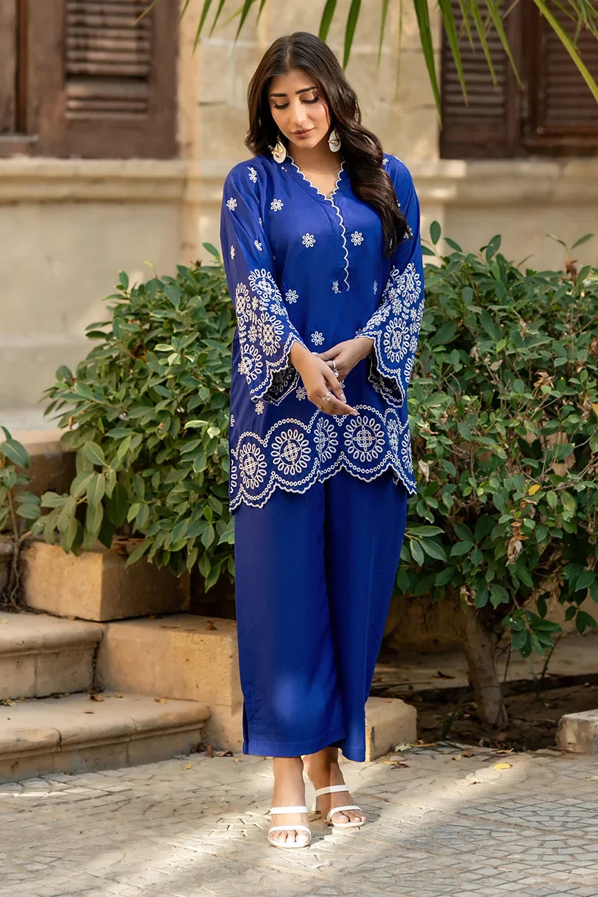 Dhaga Women Pret Embroidered 2 Piece cotton Azure bloom SS25DSE149 - Summer Collection