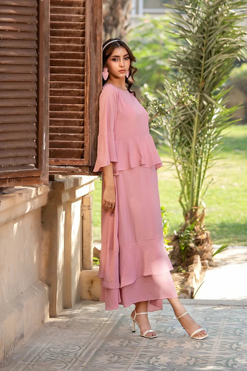 Dhaga Women Pret Printed 2 Piece Seersucker Pepolka Peach SS25DSD410 - Summer Collection