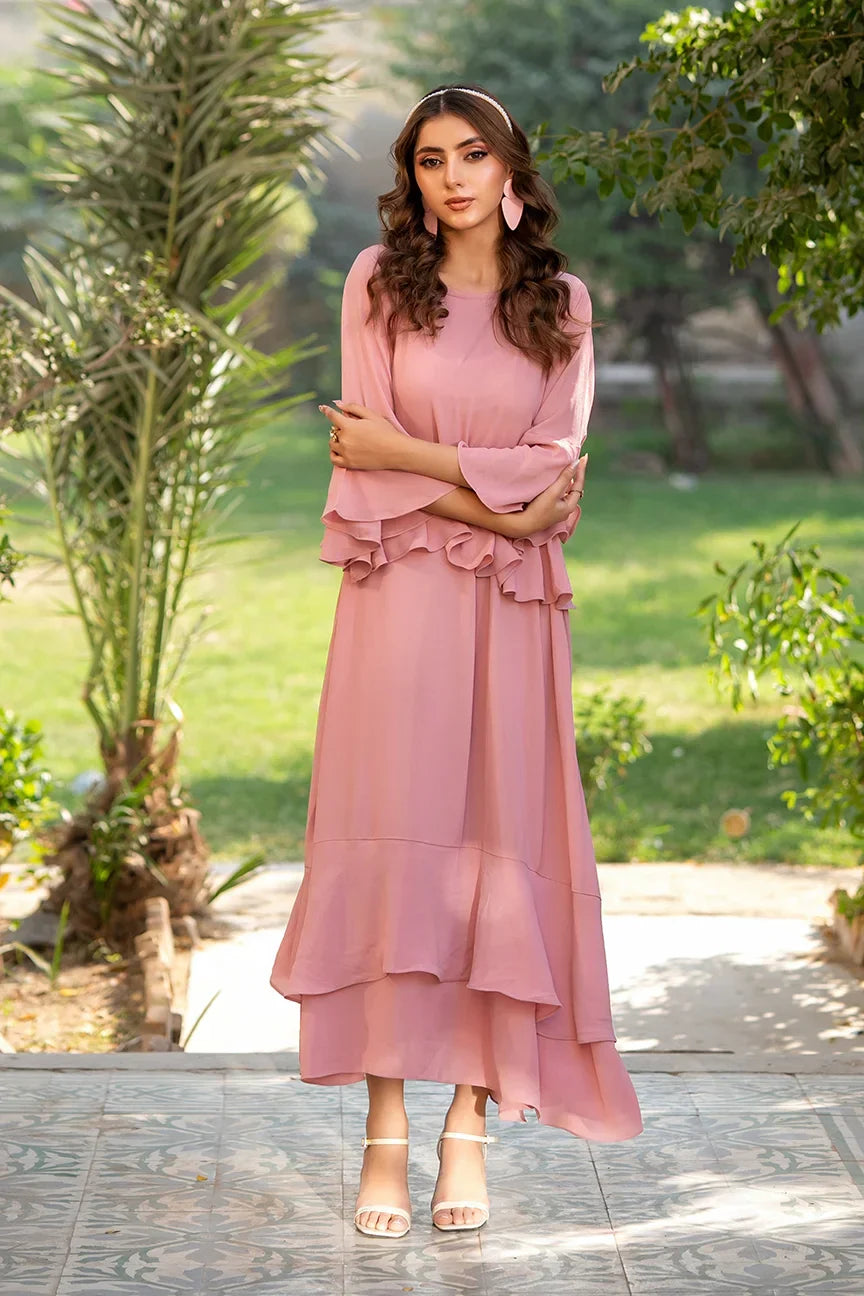 Dhaga Women Pret Printed 2 Piece Seersucker Pepolka Peach SS25DSD410 - Summer Collection