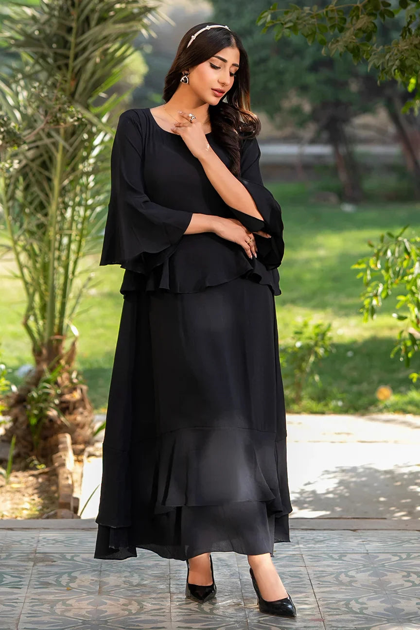 Dhaga Women Pret Printed 2 Piece Seersucker Pepolka Black SS25DSD411 - Summer Collection