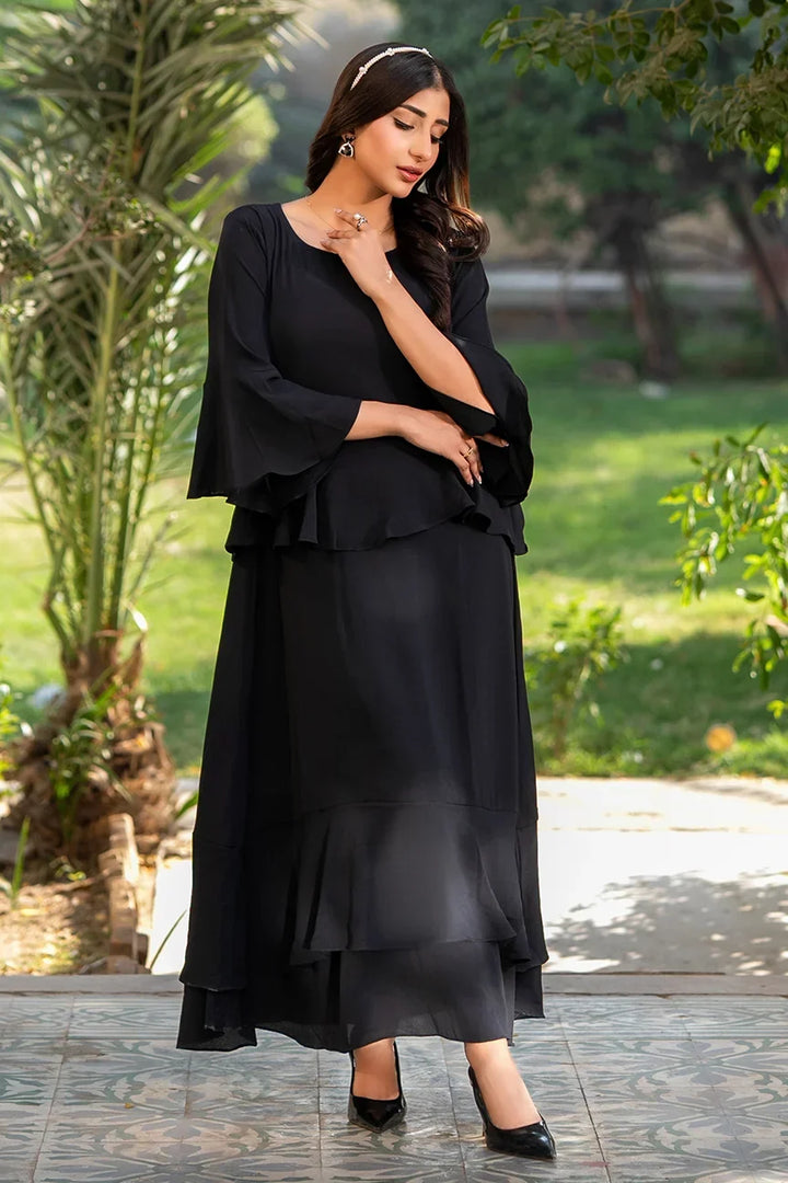Dhaga Women Pret Printed 2 Piece Seersucker Pepolka Black SS25DSD411 - Summer Collection