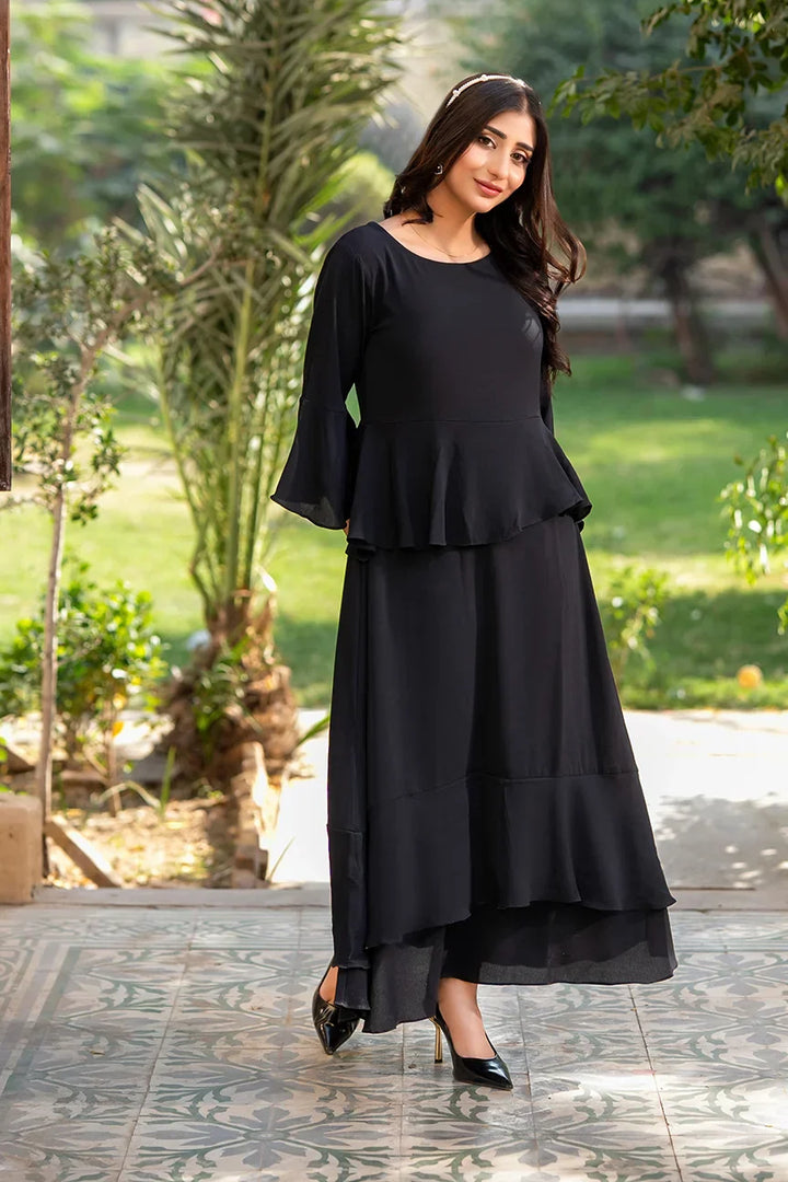 Dhaga Women Pret Printed 2 Piece Seersucker Pepolka Black SS25DSD411 - Summer Collection