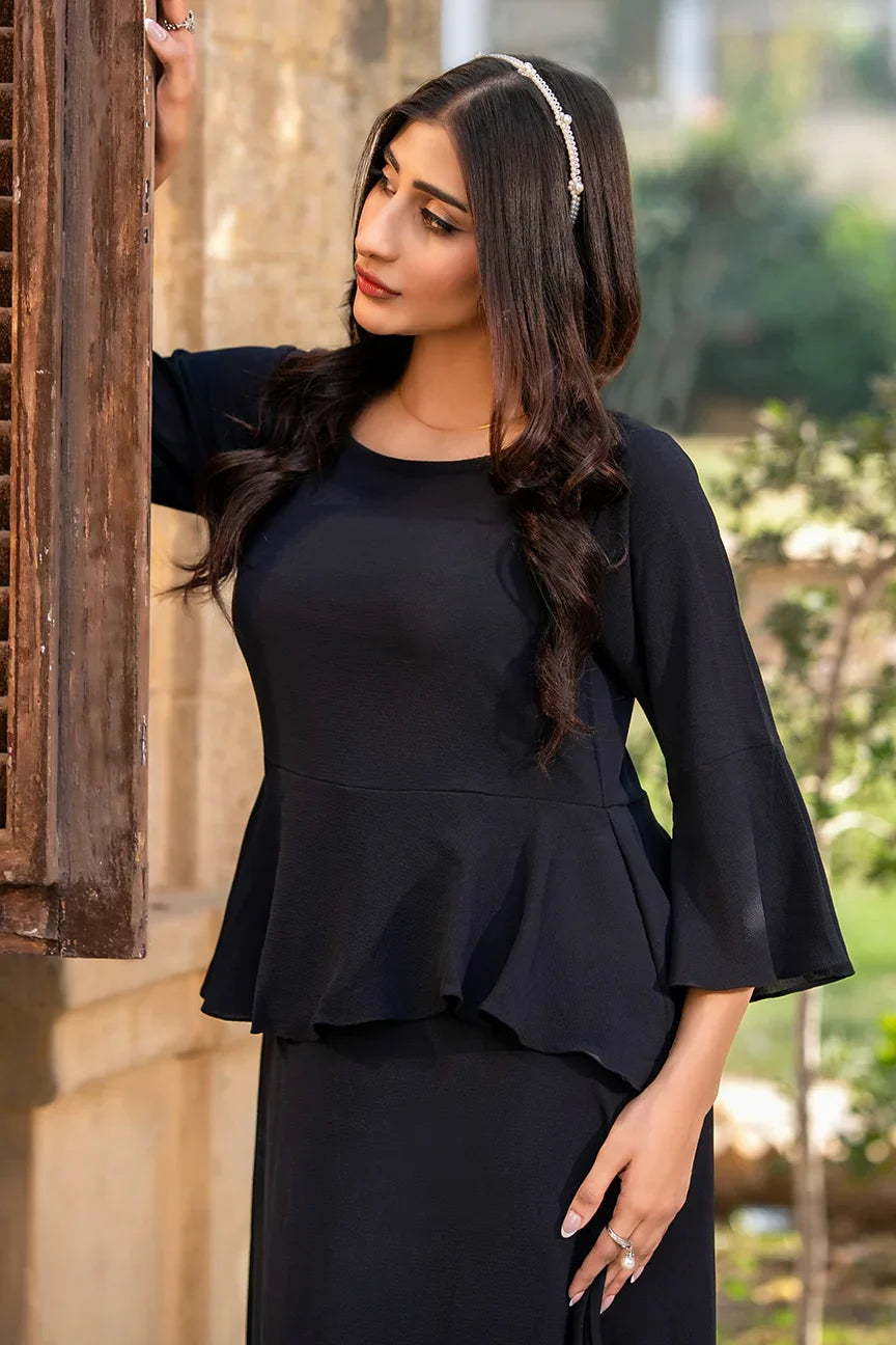 Dhaga Women Pret Printed 2 Piece Seersucker Pepolka Black SS25DSD411 - Summer Collection