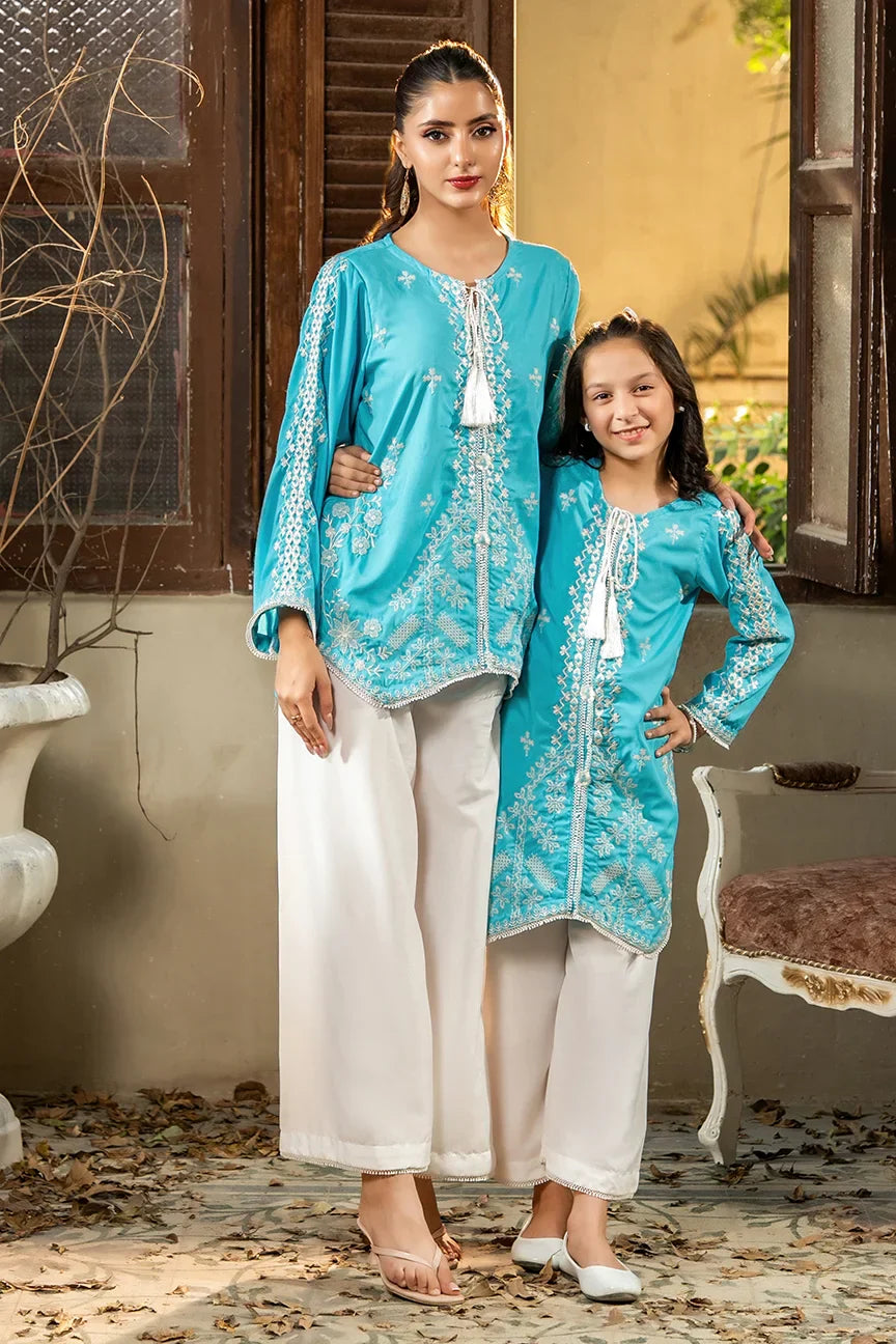 Dhaga Women Pret Embroidered 2 Piece poly cambric Sky Is Blue SS25DSE156 - Summer Collection