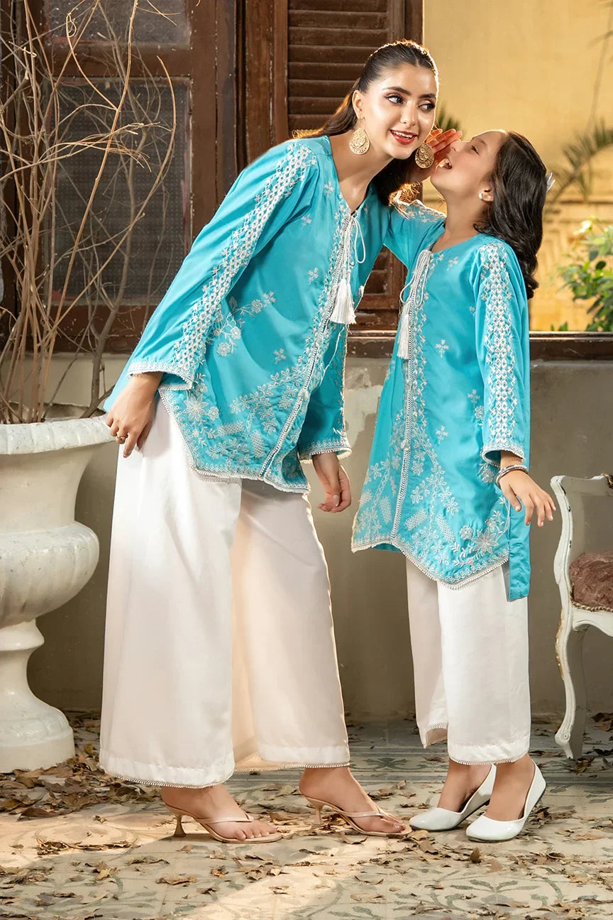 Dhaga Women Pret Embroidered 2 Piece poly cambric Sky Is Blue SS25DSE156 - Summer Collection