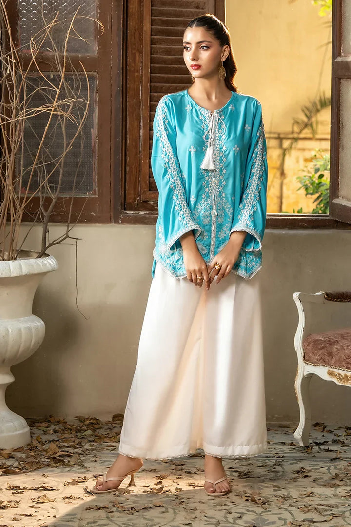 Dhaga Women Pret Embroidered 2 Piece poly cambric Sky Is Blue SS25DSE156 - Summer Collection