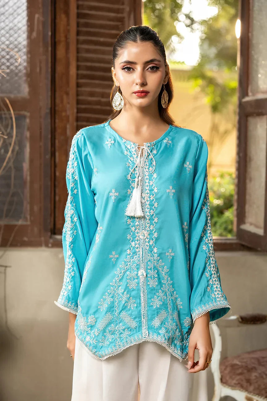 Dhaga Women Pret Embroidered 2 Piece poly cambric Sky Is Blue SS25DSE156 - Summer Collection