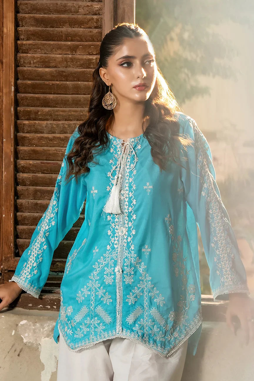 Dhaga Women Pret Embroidered 2 Piece poly cambric Sky Is Blue SS25DSE156 - Summer Collection