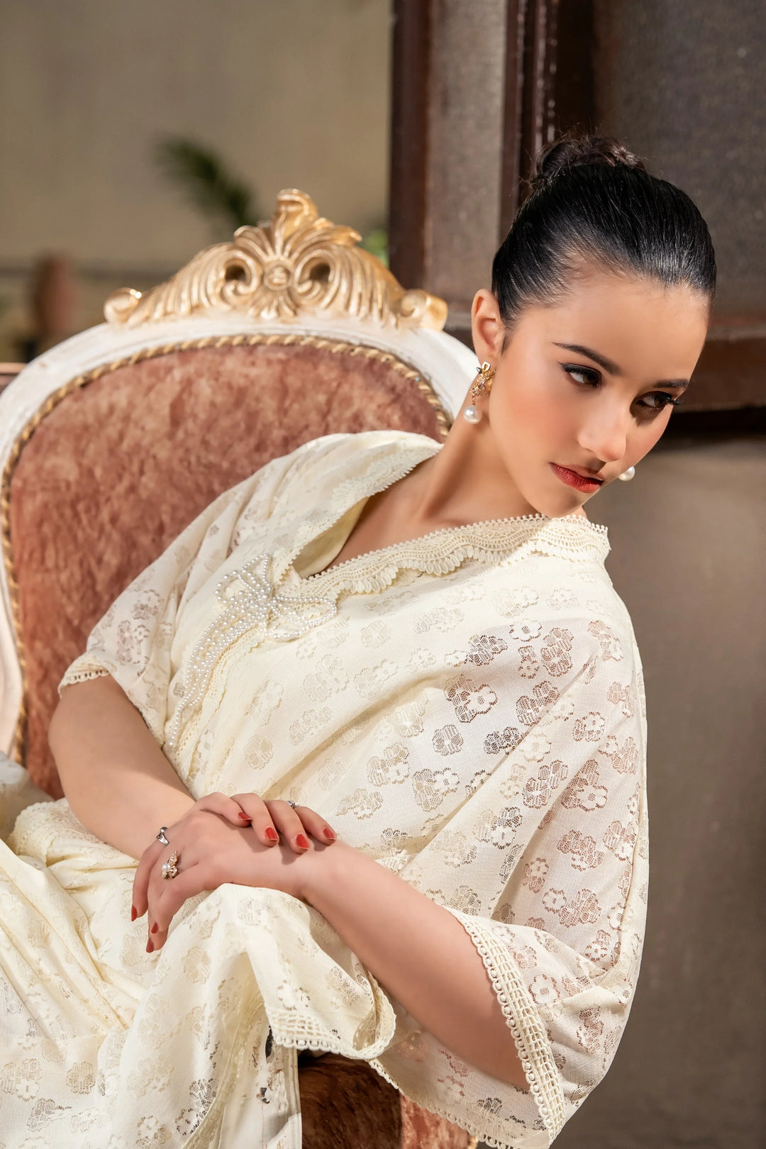 Dhaga Women Pret Embroidered 2 Piece lace net Elysian dawn SS25DSE136 - Summer Collection