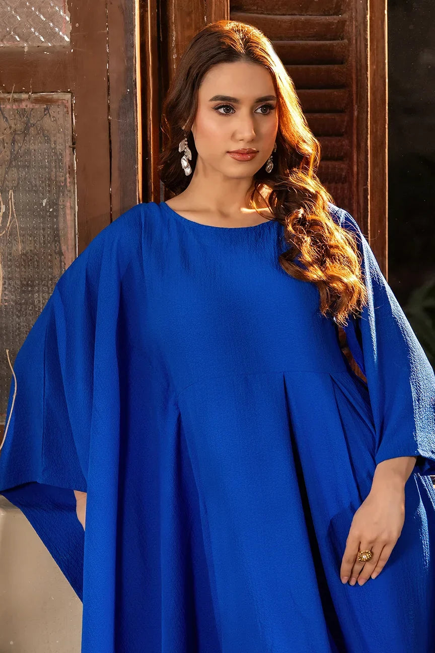Dhaga Women Pret Printed 2 Piece Seersucker Flamenco Blue SS25DSD406 - Summer Collection Maxi Dress