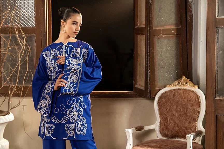 Dhaga Women Pret Embroidered Herringbone 2 Piece Suit Floral Honey Comb SS25DSE152 - Winter Collection