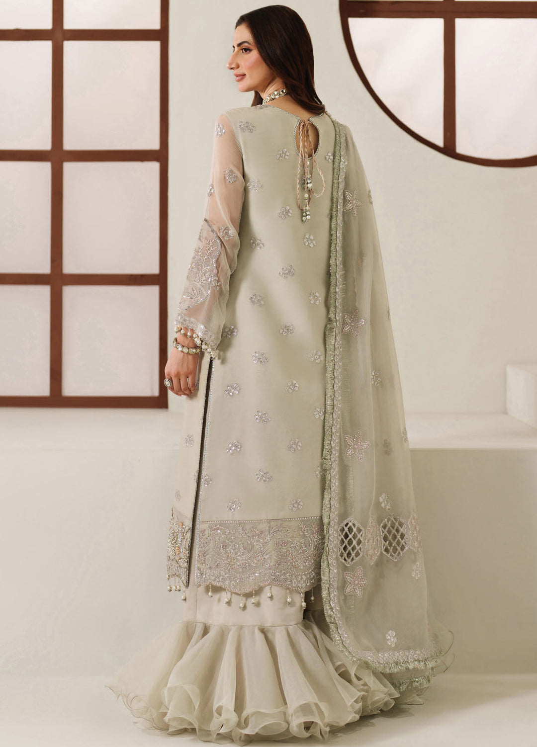 Reena by Alizeh Fashion Embroidered Chiffon Suits Unstitched 3 Piece AFB25RW HM-4048 Nashmia - Wedding Collection