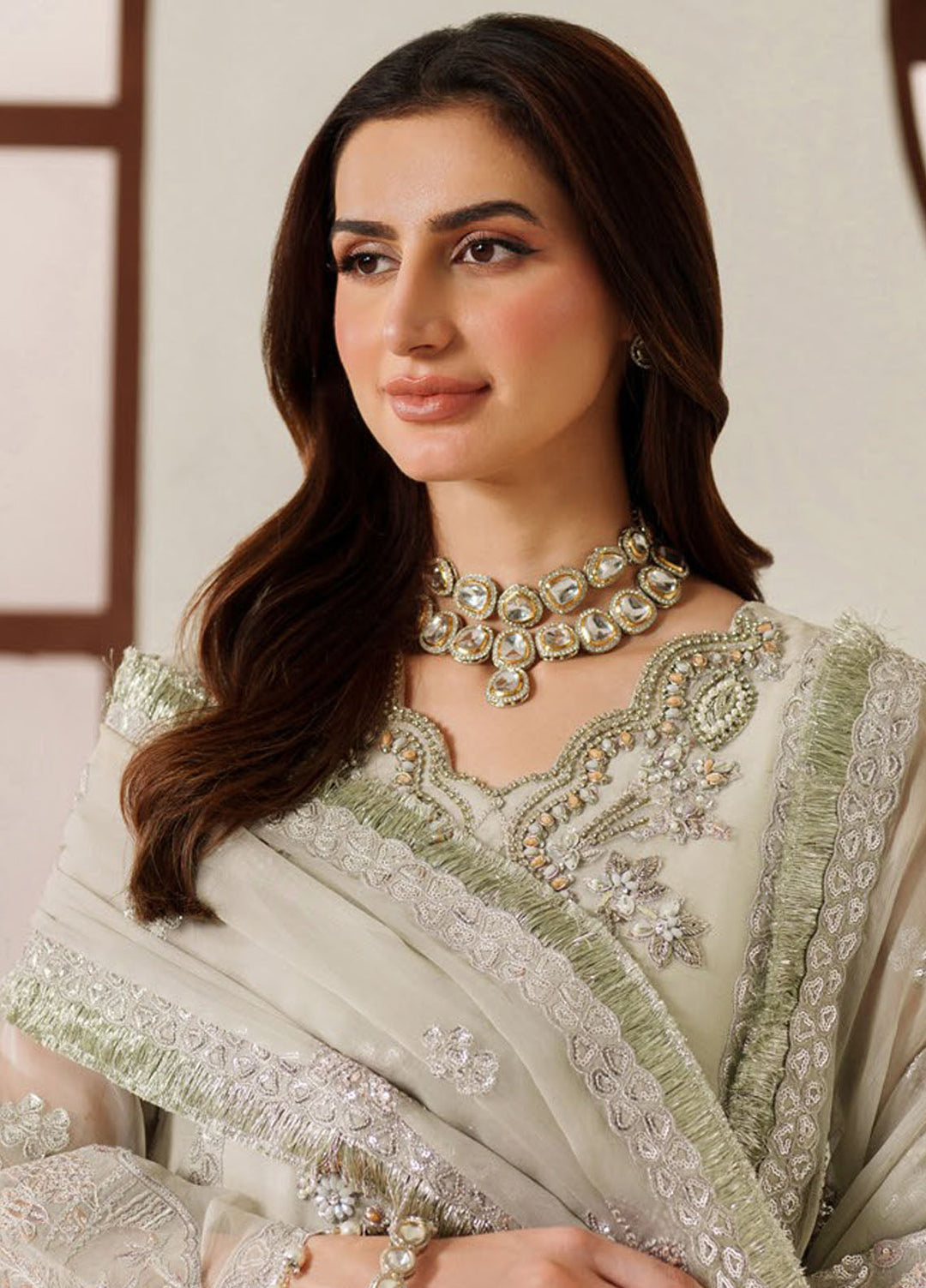 Reena by Alizeh Fashion Embroidered Chiffon Suits Unstitched 3 Piece AFB25RW HM-4048 Nashmia - Wedding Collection