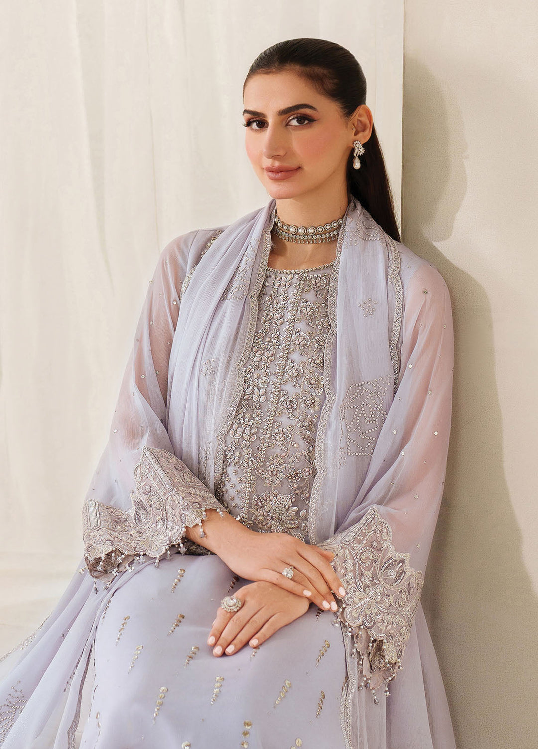 Reena by Alizeh Fashion Embroidered Chiffon Suits Unstitched 3 Piece AFB25RW HM-4050 Feeha - Wedding Collection
