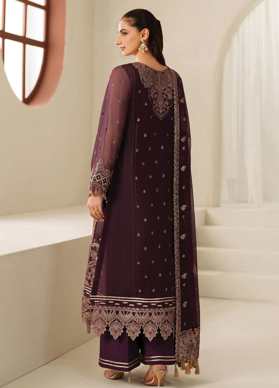 Reena by Alizeh Fashion Embroidered Chiffon Suits Unstitched 3 Piece AFB25RW HM-4053 Tehwar - Wedding Collection