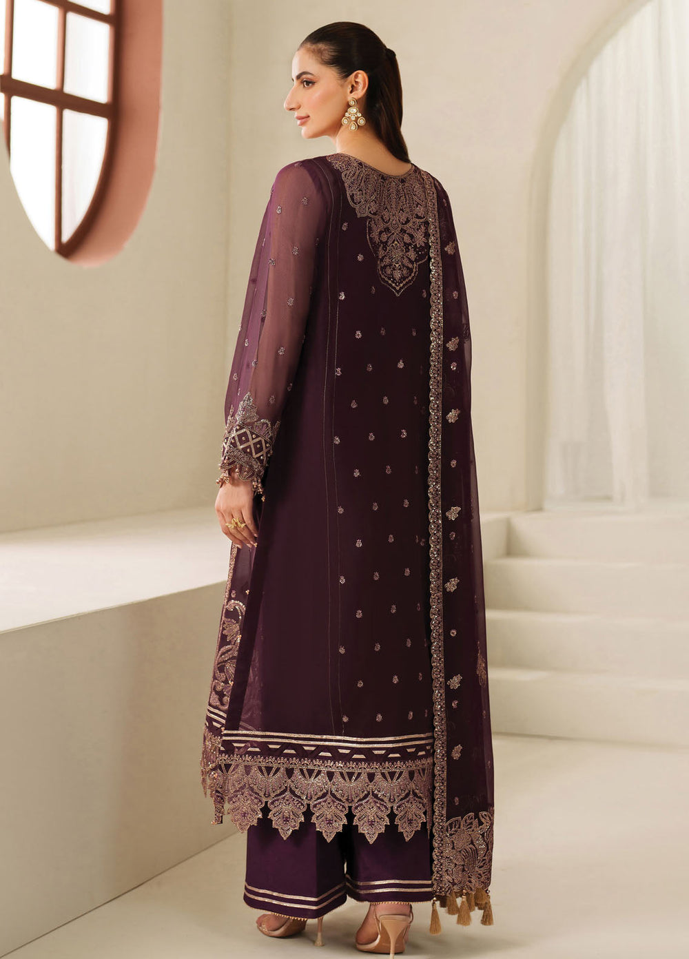 Reena by Alizeh Fashion Embroidered Chiffon Suits Unstitched 3 Piece AFB25RW HM-4053 Tehwar - Wedding Collection