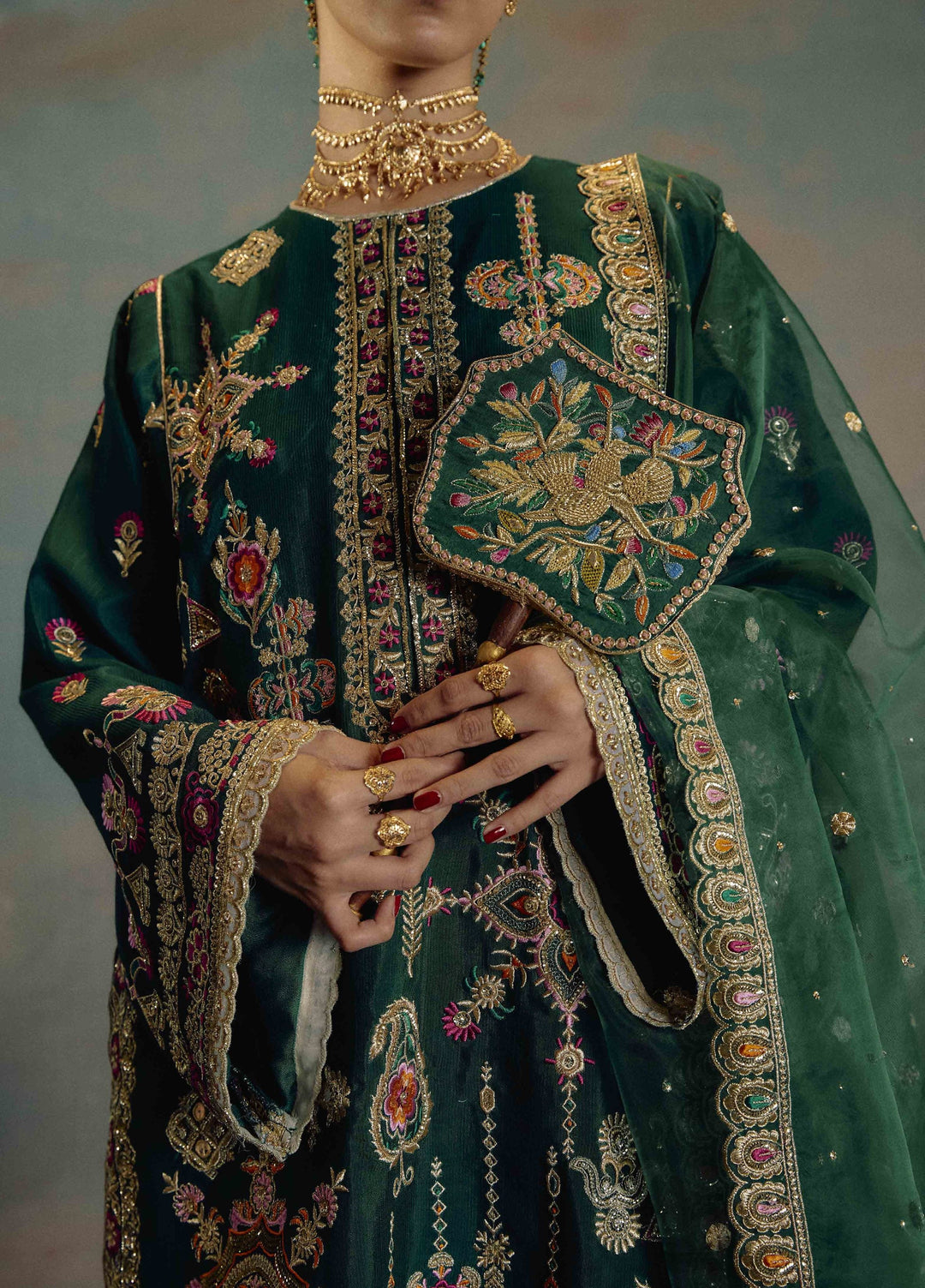 Kamiar Rokni Unstitched Embroidered Raw Silk 3 Piece Suit KR26UF Marvi - Festive Collection