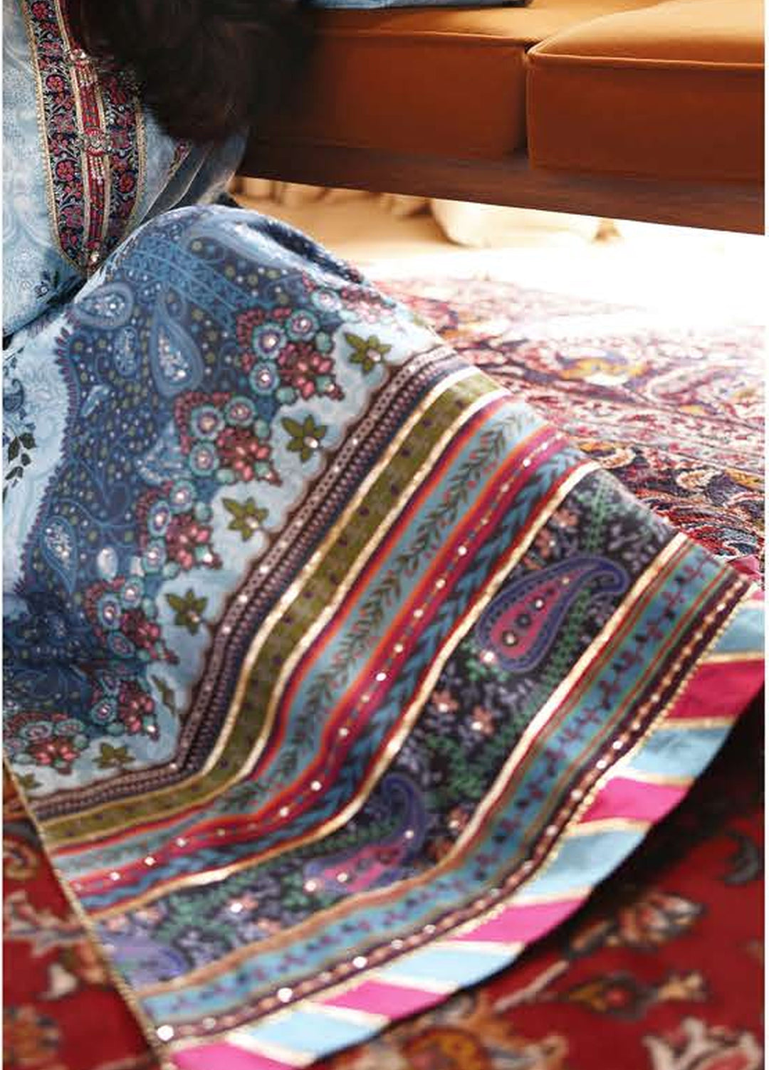 Nirvana by Mushq Unstitched Printed Raw Silk 3 Piece Suit MU26UNR In my Element HUNPS260102 - Festive Collection